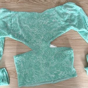 Outcast Medium NEW Velvet Bell Sleeve Top Mint Cut Out Off Shoulder Open Back